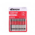 Маленькое фото товара - Набор бит (насадка) TORX T30 L50 мм (10 шт) легир.сталь S2 Derzhi (1/100) 3230510. Вариант №1