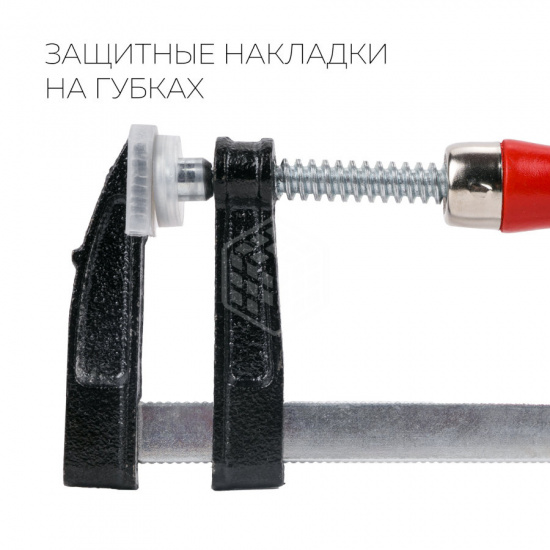 Большое фото товара - Струбцина F-обр. 300х120х365 мм, дерев.рук. DERZHI (1/20) 608385, 608385. Вариант №2
